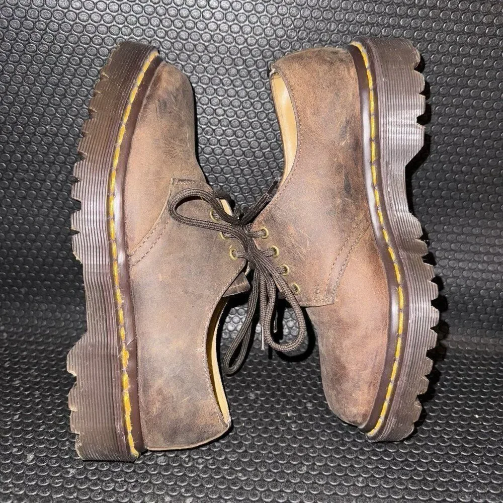 VINTAGE Dr. Martens 1561 Made In England Brown Leather Oxford Shoe Youth 4 (3)